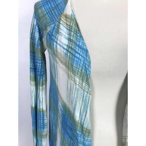 Anthropologie Sparrow Asymmetric Plaid Open Front Cardigan Sweater - Picture 4 of 11